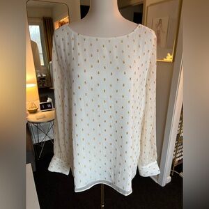 Ann Taylor Ivory Blouse with Metallic Accents